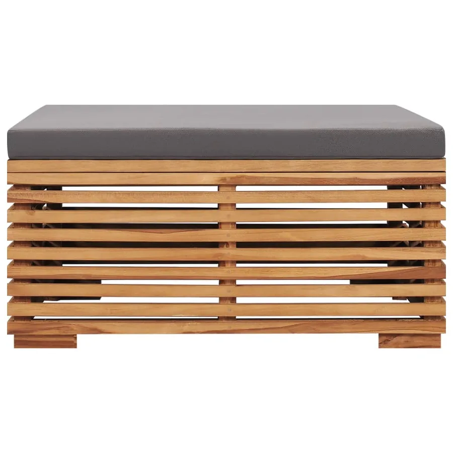 Table et repose-pied de jardin coussin gris foncé Bois de teck - 6