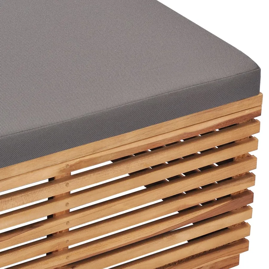 Table et repose-pied de jardin coussin gris foncé Bois de teck - 7