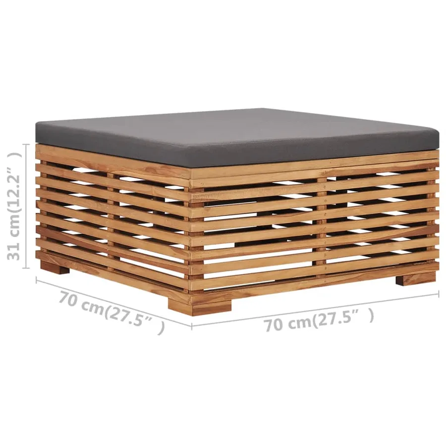 Table et repose-pied de jardin coussin gris foncé Bois de teck - 9