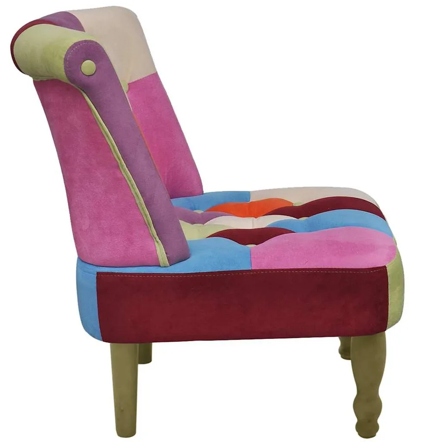 Chaises en style français lot de 2 avec design patchwork tissu - 4