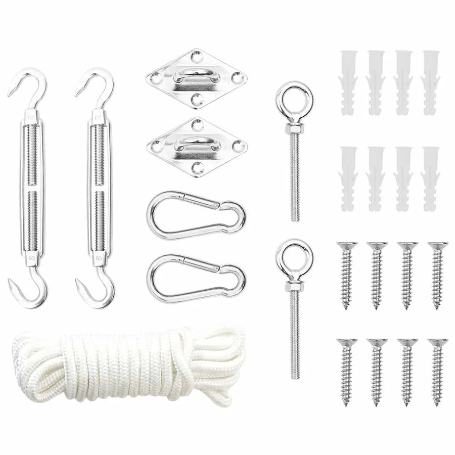 Jeu d'accessoires de voile d'ombrage 9 pcs Acier inoxydable