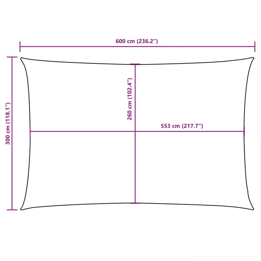 Voile de parasol tissu oxford rectangulaire 3x6 m noir - 10