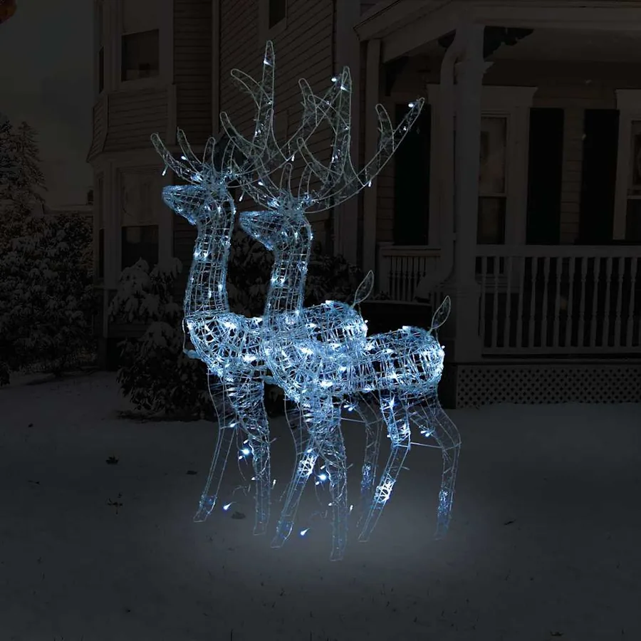 Décorations de Noël de renne Acrylique 2 pcs 128 cm Blanc froid