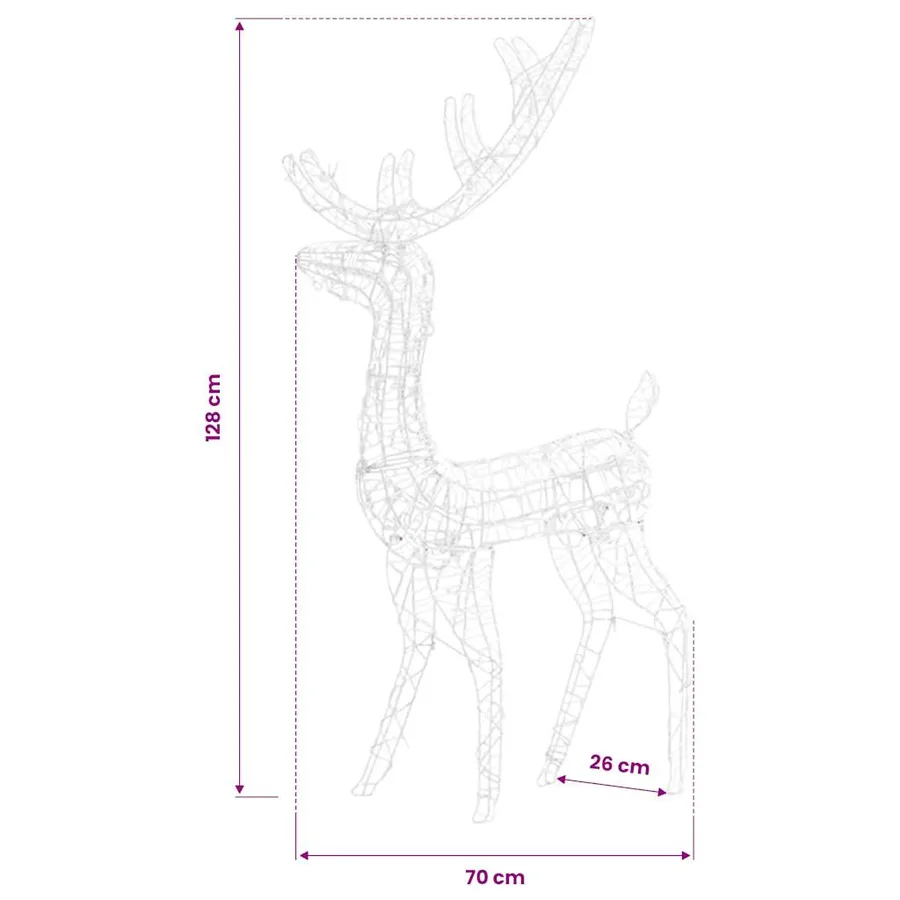Décorations de Noël de renne Acrylique 2 pcs 128 cm Blanc froid - 8