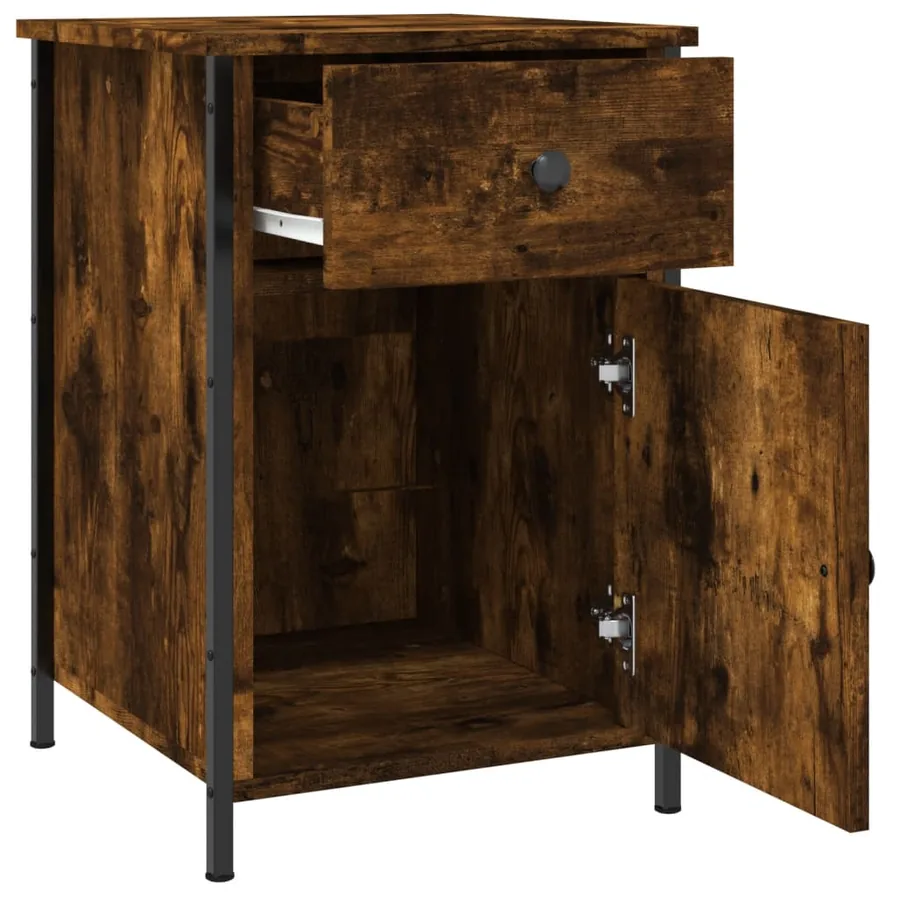 Table de chevet chêne fumé 40x42x60 cm bois d'ingénierie - 6
