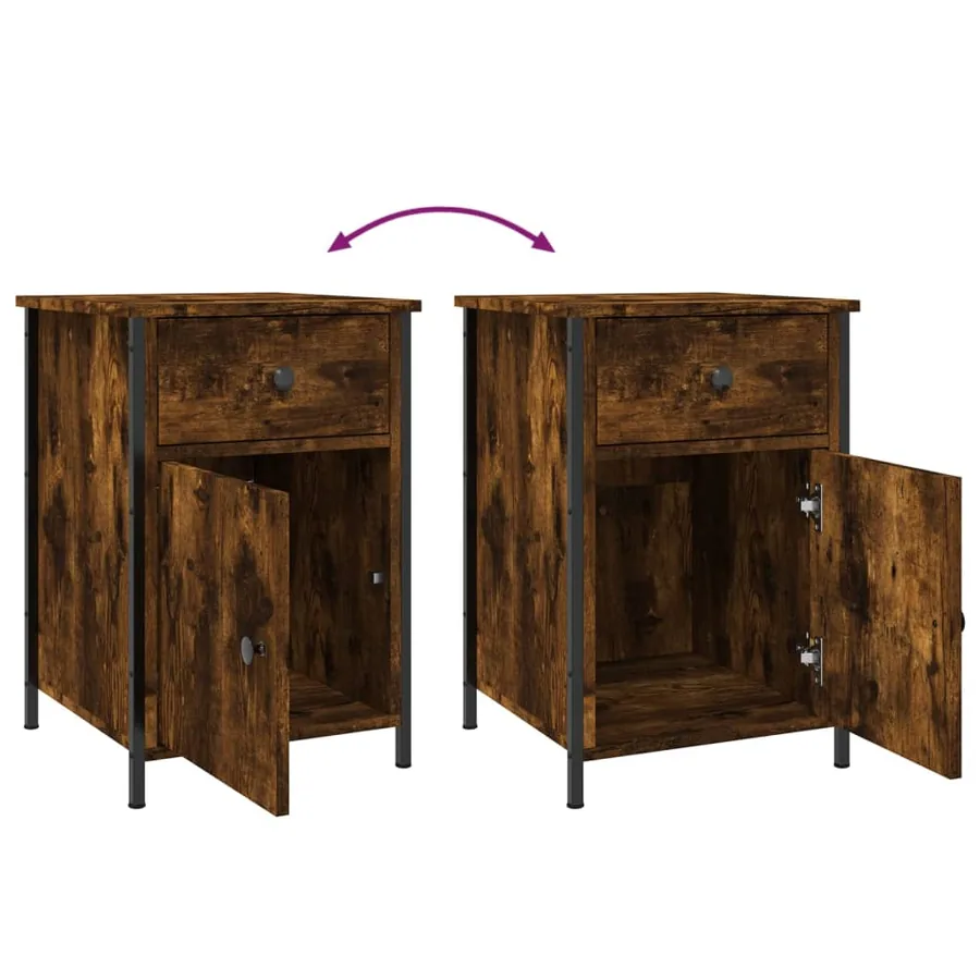 Table de chevet chêne fumé 40x42x60 cm bois d'ingénierie - 9