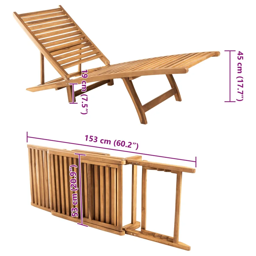 Chaise longue Bois de teck solide - 8