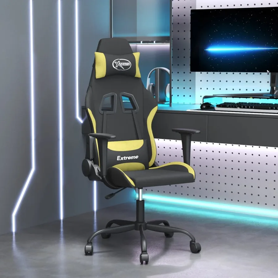 Chaise de jeu Noir et vert clair Tissu