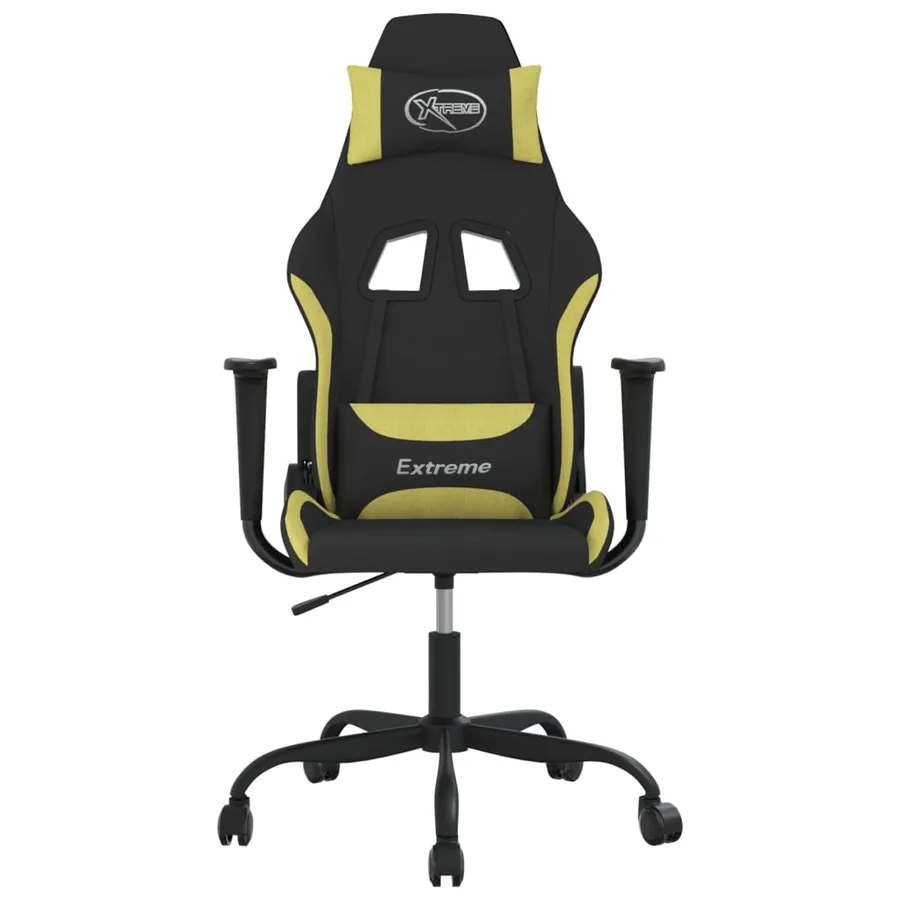 Chaise de jeu Noir et vert clair Tissu - 3