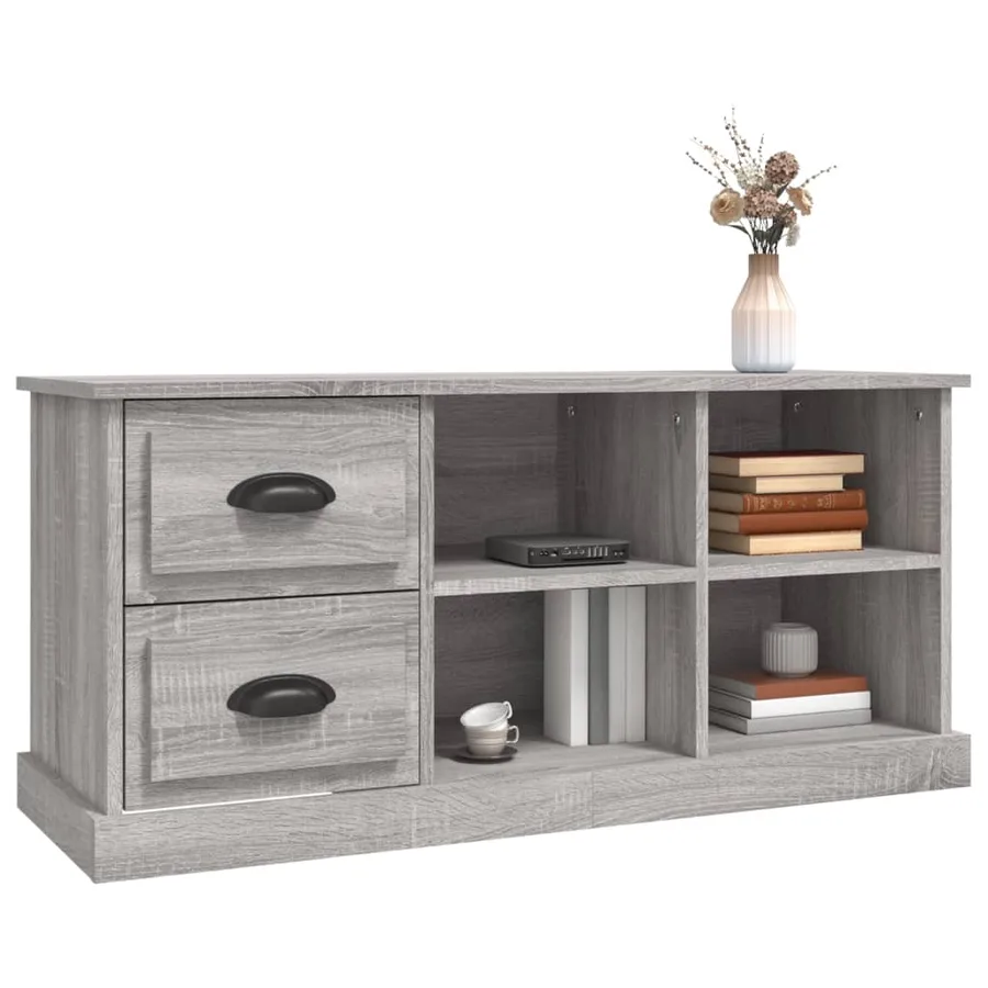 Meuble TV sonoma gris 102x35,5x47,5 cm bois d'ingénierie - 4