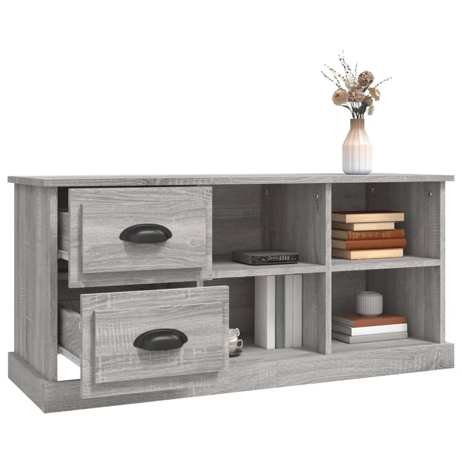 Meuble TV sonoma gris 102x35,5x47,5 cm bois d'ingénierie - 5
