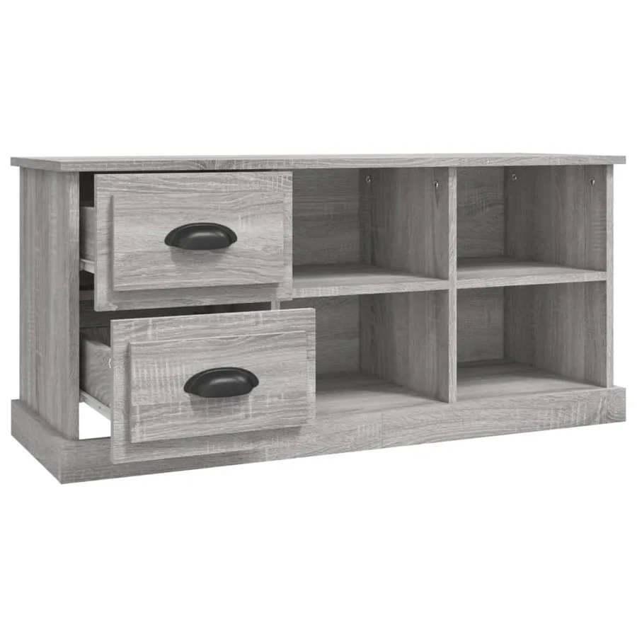 Meuble TV sonoma gris 102x35,5x47,5 cm bois d'ingénierie - 7