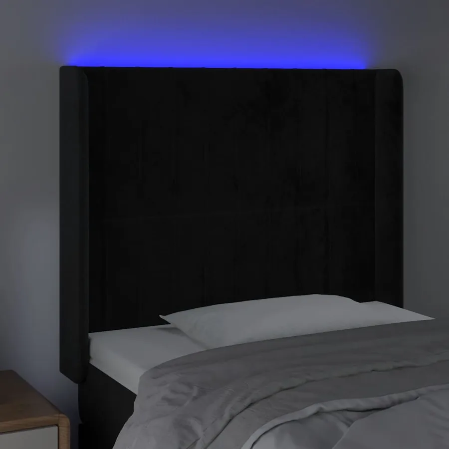 Tête de lit à LED Noir 103x16x118/128 cm Velours - 4