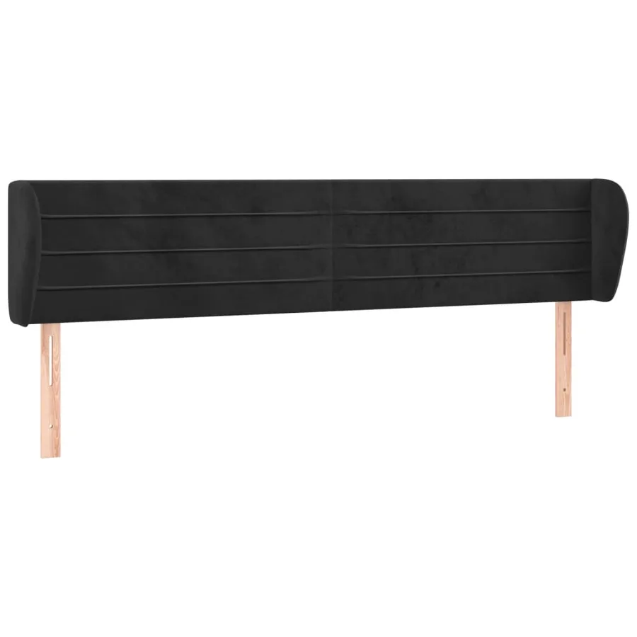 Tête de lit avec oreilles Noir 183x23x78/88 cm Velours - 2