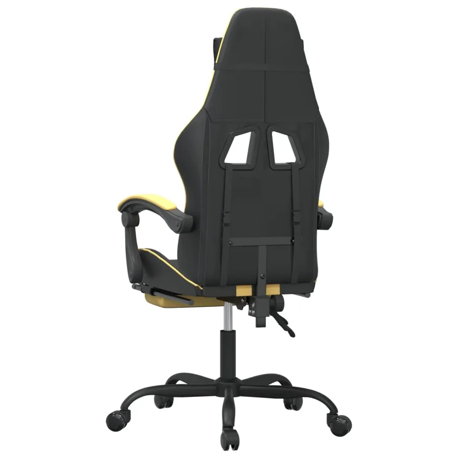 Chaise de jeu pivotante et repose-pied Noir et doré Similicuir - 5