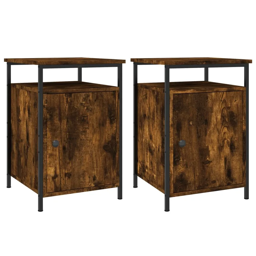 Tables de chevet 2 pcs chêne fumé 40x42x60 cm bois d'ingénierie - 2