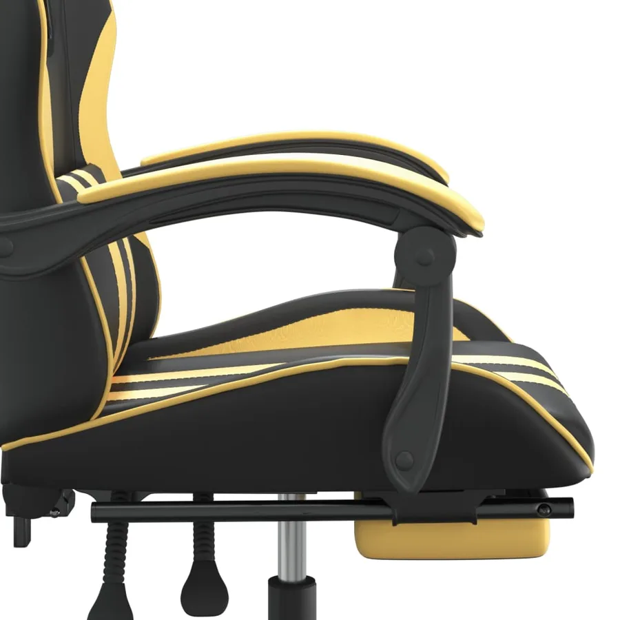 Chaise de jeu avec repose-pied Noir et doré Similicuir - 11