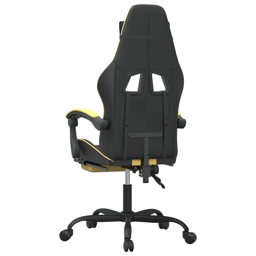 Chaise de jeu avec repose-pied Noir et doré Similicuir - 5