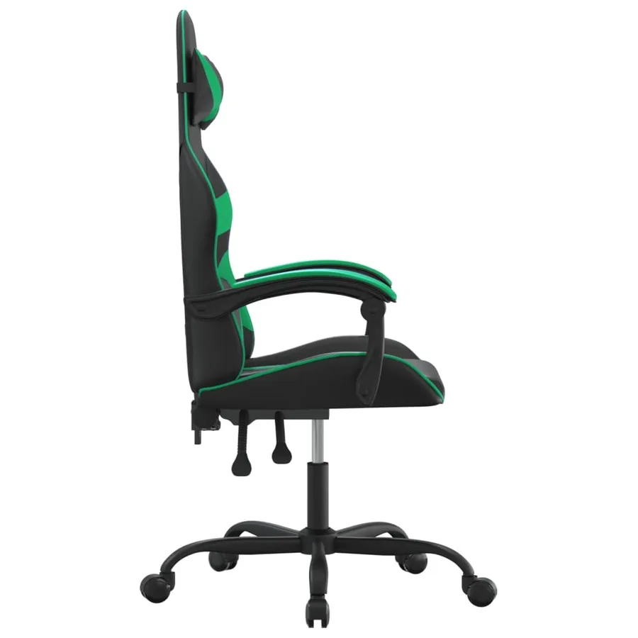 Chaise de jeu pivotante Noir et vert Similicuir - 4
