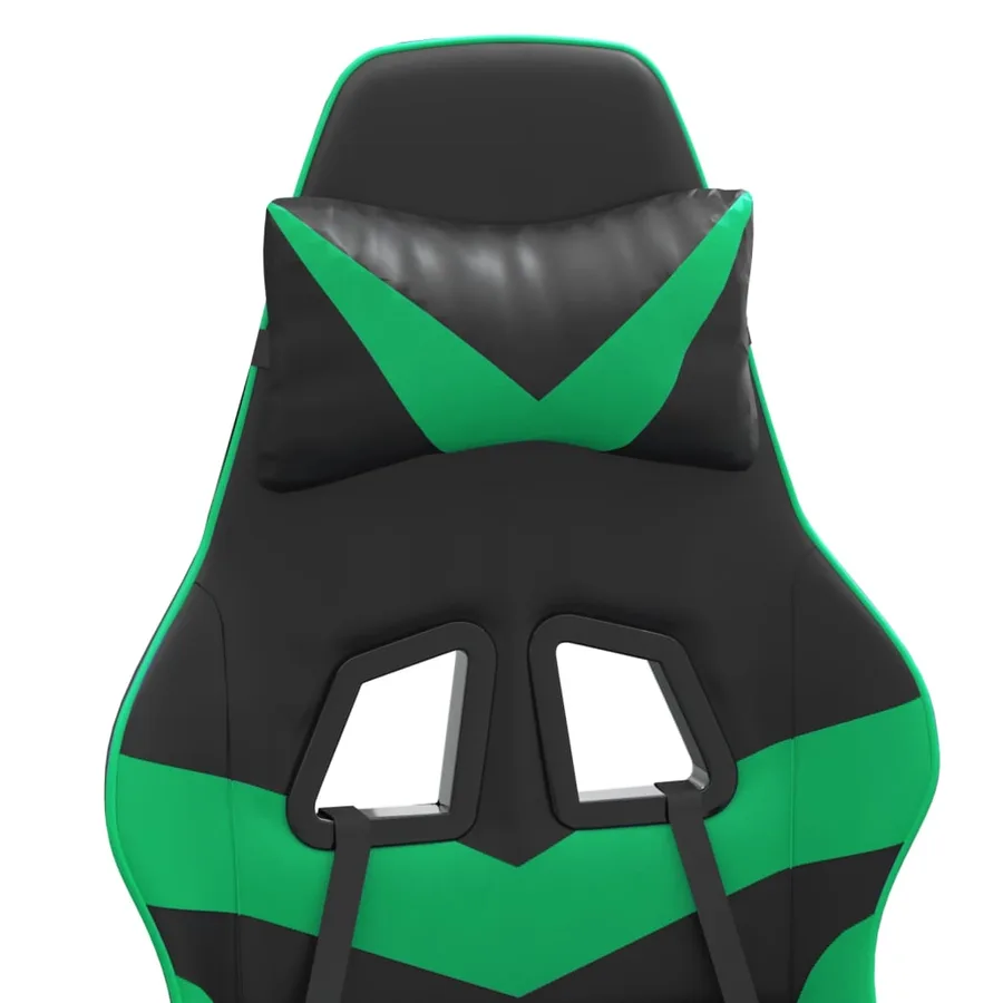 Chaise de jeu pivotante Noir et vert Similicuir - 8