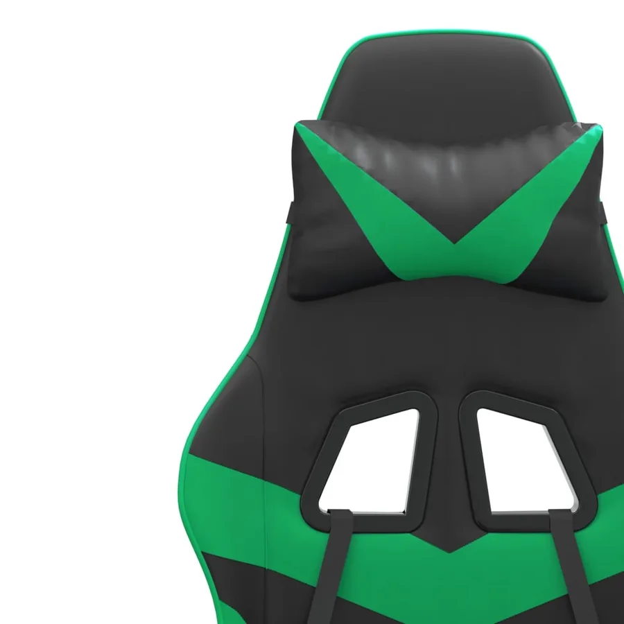 Chaise de jeu pivotante Noir et vert Similicuir - 9