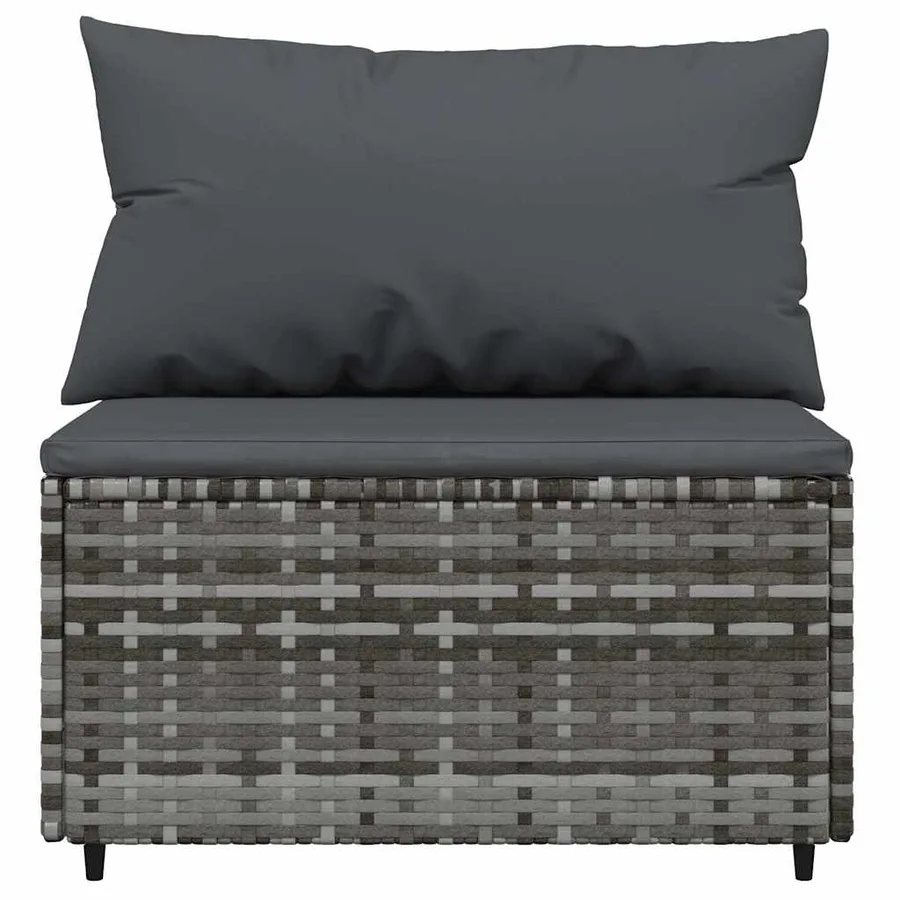 Canapés centraux de jardin et coussins 2pcs Gris Résine tressée - 4