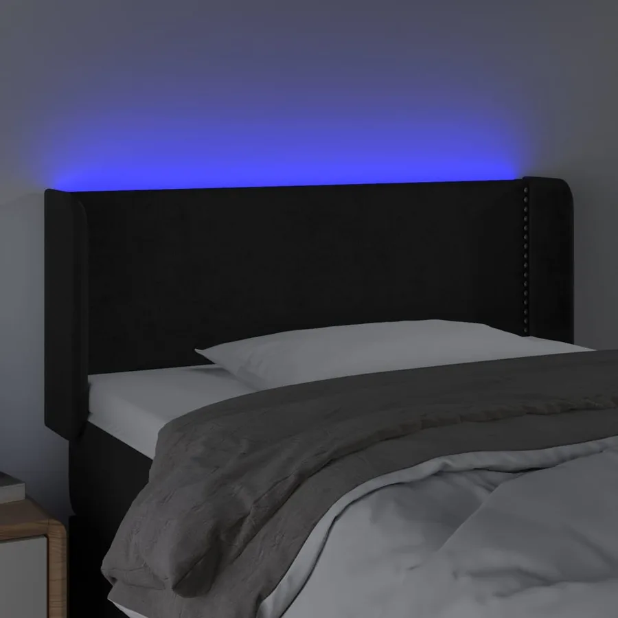 Tête de lit à LED Noir 83x16x78/88 cm Velours - 4