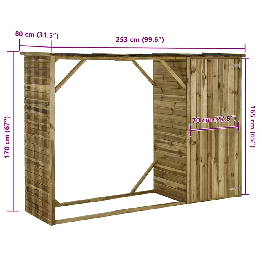 Abri d'outils de jardin Pin 253 x 80 x 170 cm - 7