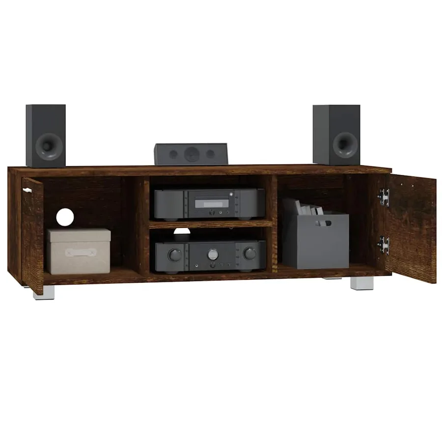 Meuble TV Chêne fumé 120x40,5x35 cm Bois d'ingénierie - 3