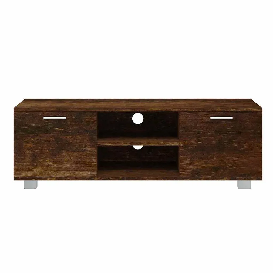 Meuble TV Chêne fumé 120x40,5x35 cm Bois d'ingénierie - 4