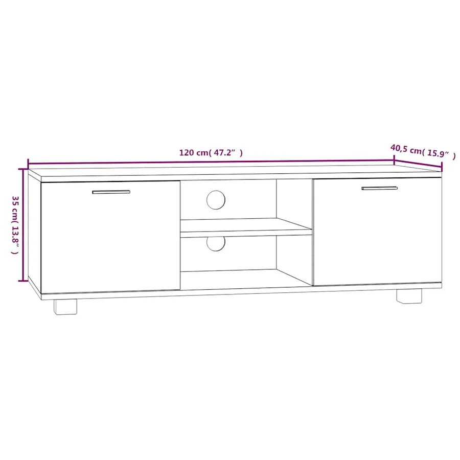 Meuble TV Chêne fumé 120x40,5x35 cm Bois d'ingénierie - 8