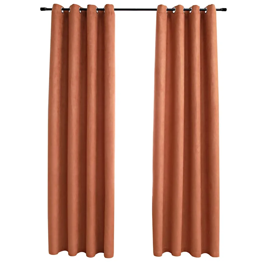 Rideaux occultants et anneaux en métal 2 pcs Rouille 140x225 cm - 2
