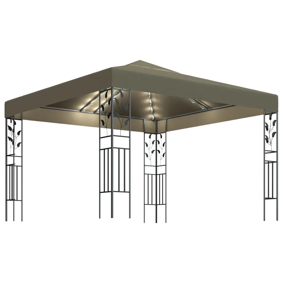 Tonnelle avec guirlande lumineuse à LED 3x3 m Taupe - 2