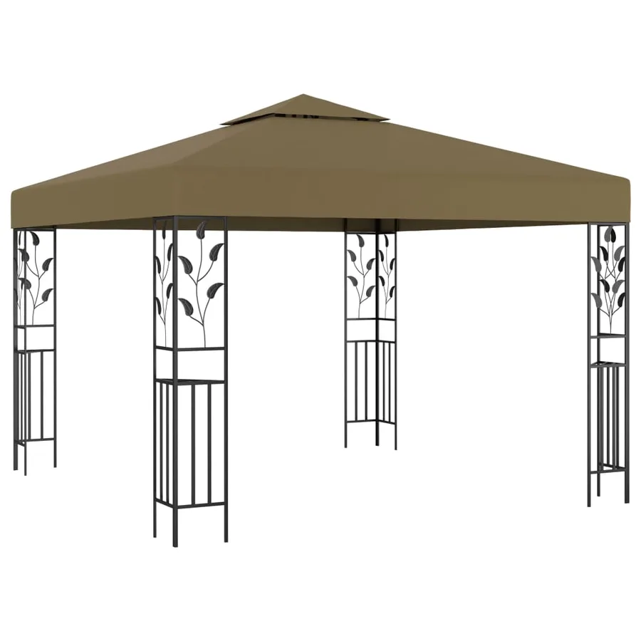 Tonnelle avec guirlande lumineuse à LED 3x3 m Taupe - 3