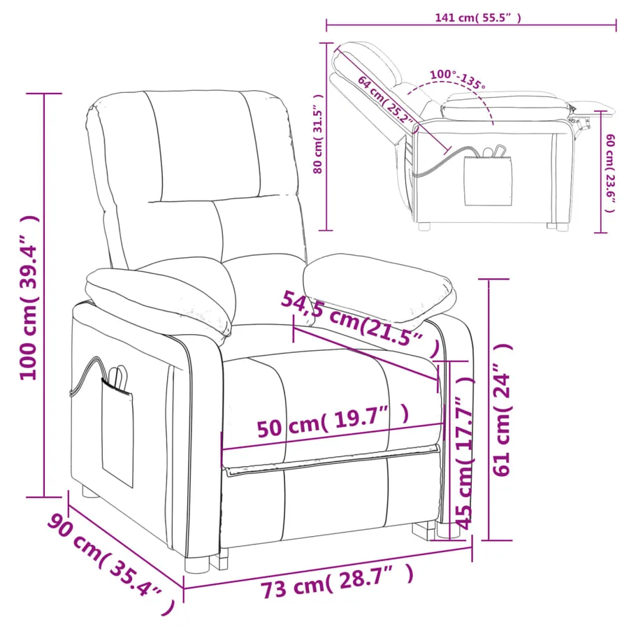 Fauteuil électrique de massage Taupe Tissu - 14