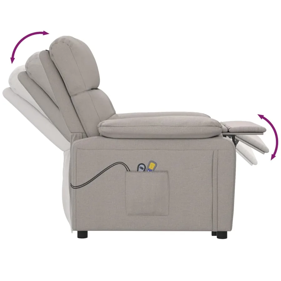 Fauteuil électrique de massage Taupe Tissu - 8