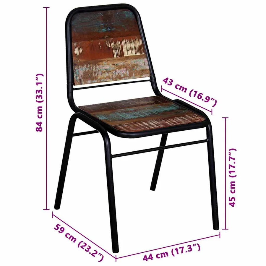 Chaises à manger lot de 6 bois de récupération solide - 5
