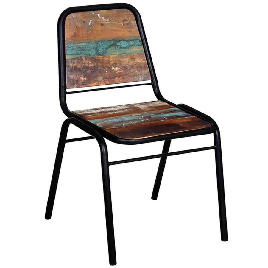 Chaises à manger lot de 6 bois de récupération solide - 8