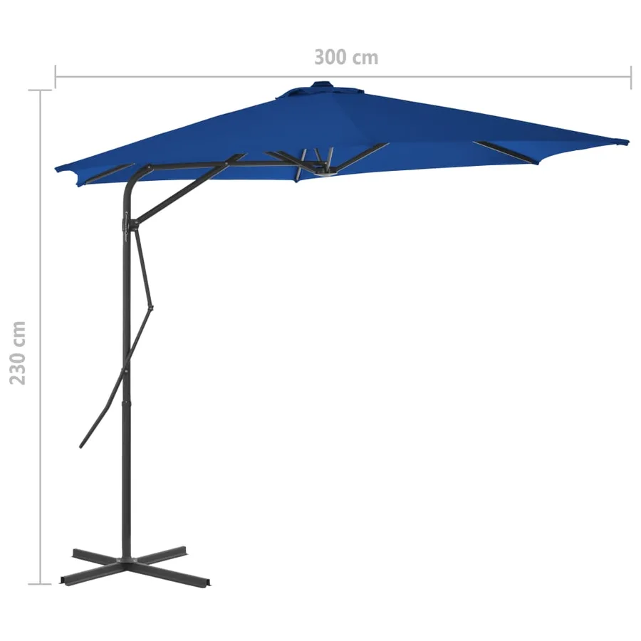 Parasol de jardin avec mât en acier bleu 300x230 cm - 7