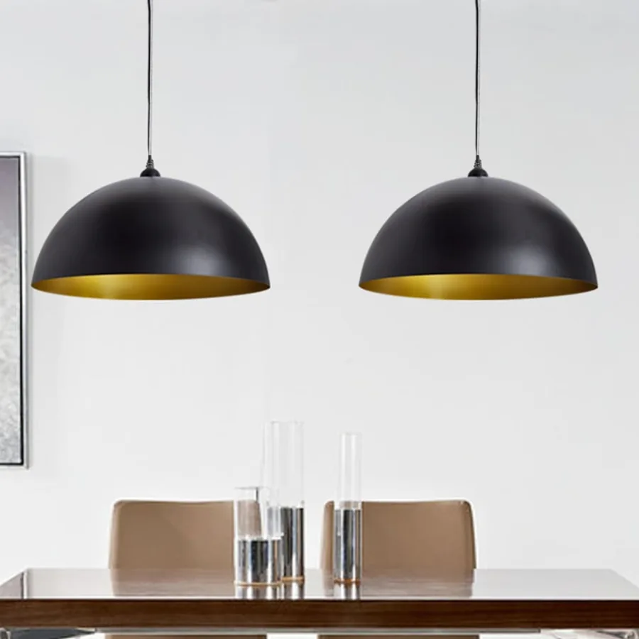 Plafonniers 2 pcs Hauteur réglable Semi-sphérique Noir