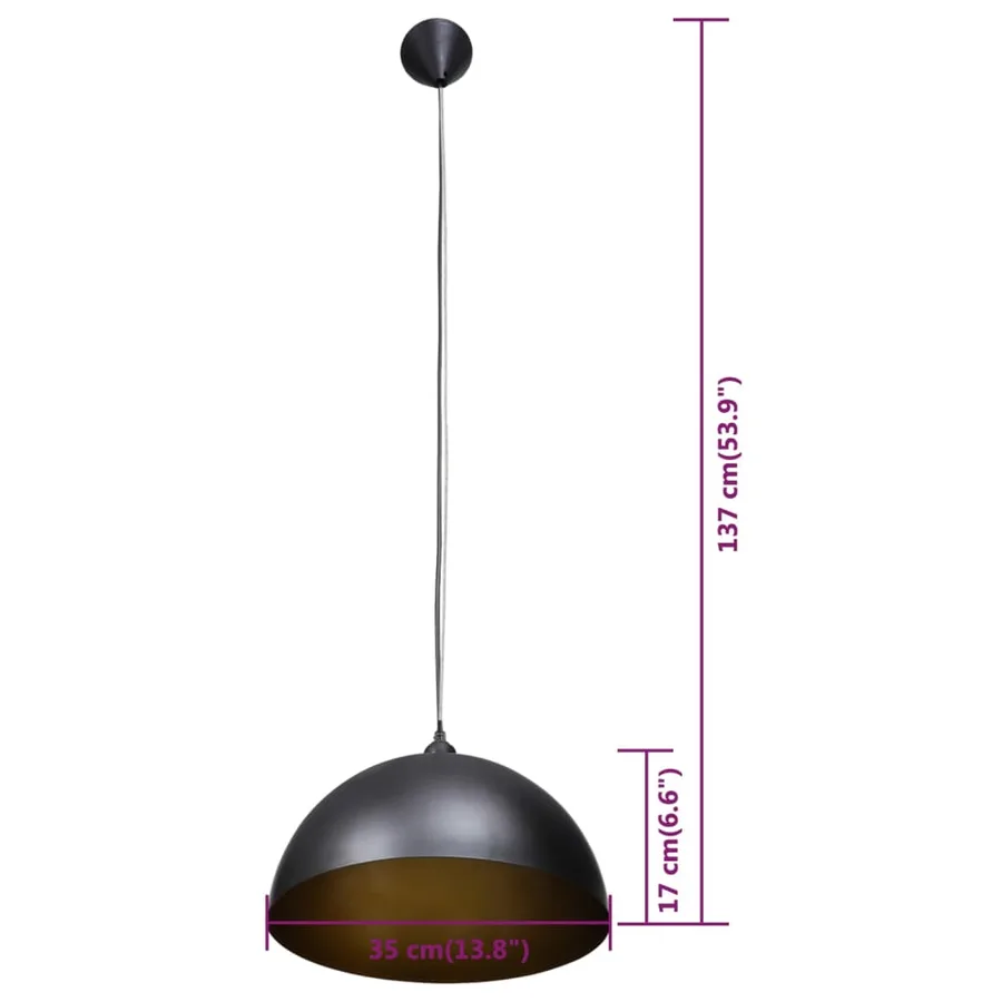 Plafonniers 2 pcs Hauteur réglable Semi-sphérique Noir - 9