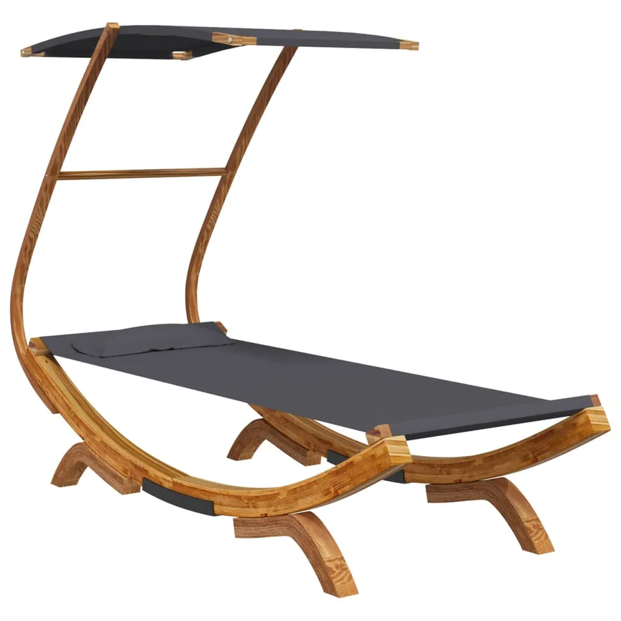 Lit repos et auvent 100x190x134cm Bois courbé massif Anthracite - 2