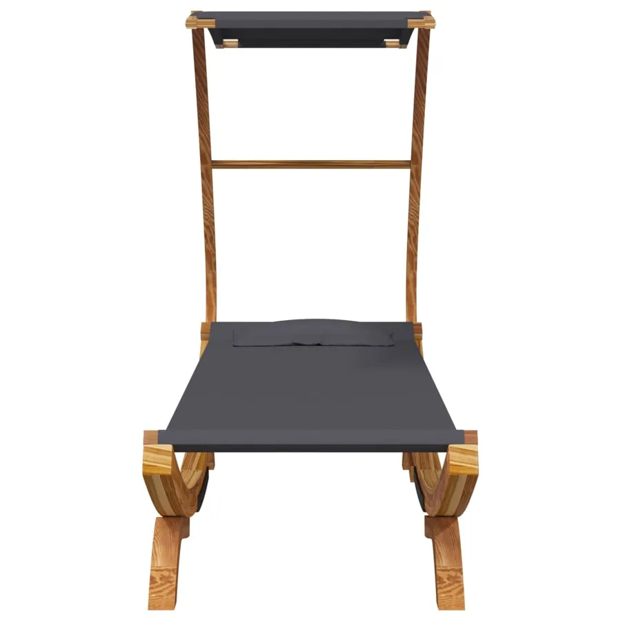 Lit repos et auvent 100x190x134cm Bois courbé massif Anthracite - 3
