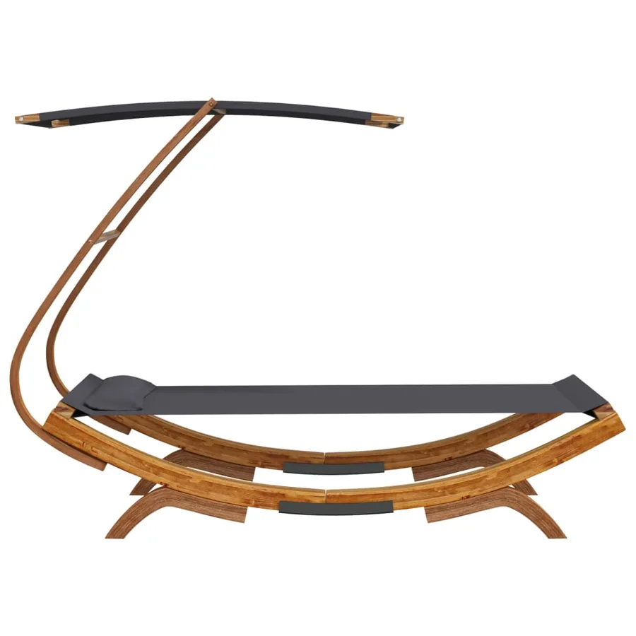 Lit repos et auvent 100x190x134cm Bois courbé massif Anthracite - 4
