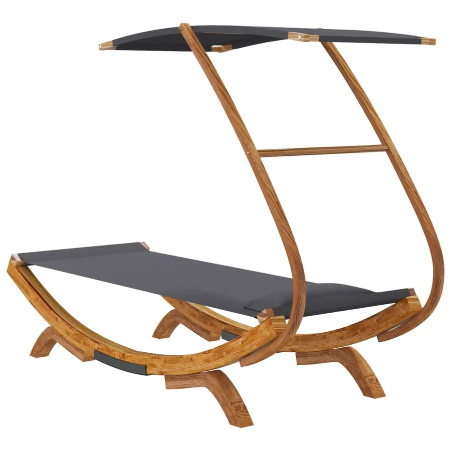 Lit repos et auvent 100x190x134cm Bois courbé massif Anthracite - 5