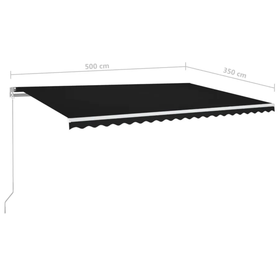Auvent manuel rétractable avec LED 500x350 cm Anthracite - 7