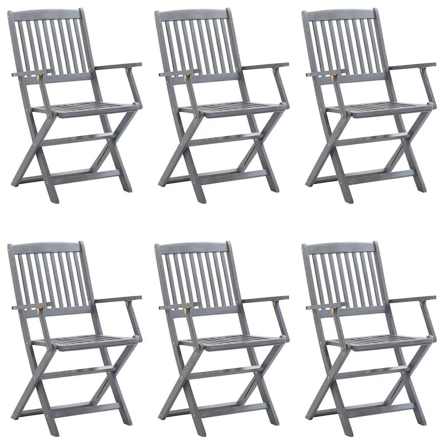 Chaises pliables d'extérieur lot de 6 et coussins Bois d'acacia - 2