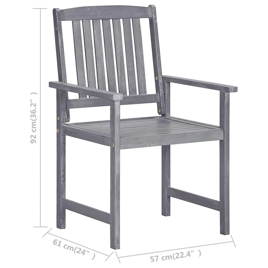 Chaises de jardin et coussins lot de 4 Gris Bois acacia massif - 11