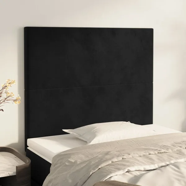 Tête de lit Noir 80x5x118/128 cm Velours