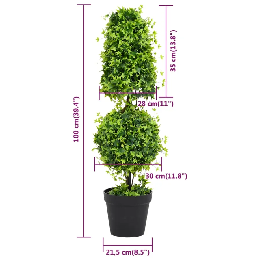 Plante de buis artificiel avec pot Vert 100 cm - 5